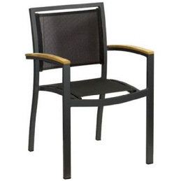 Fauteuil Bridge Medi • Aluminium 22*22*1,8 mm• Revêtement en poudre• Résistant aux UV• Tissage plat en PE• Accoudoirs en teck• E