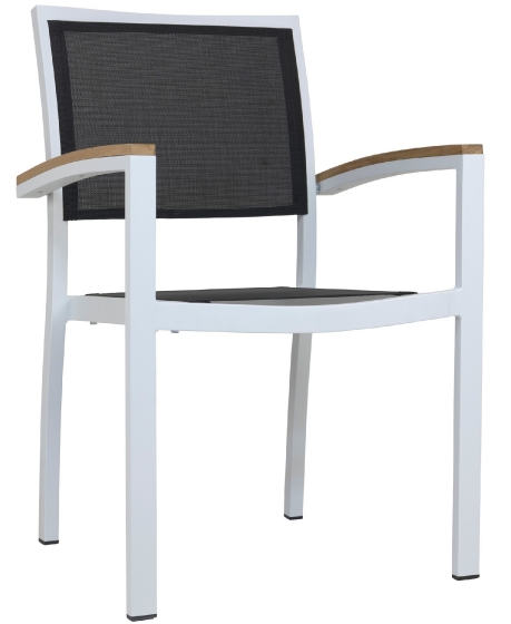 Fauteuil Bridge Medi • Aluminium 22*22*1,8 mm• Revêtement en poudre• Résistant aux UV• Tissage plat en PE• Accoudoirs en teck• E