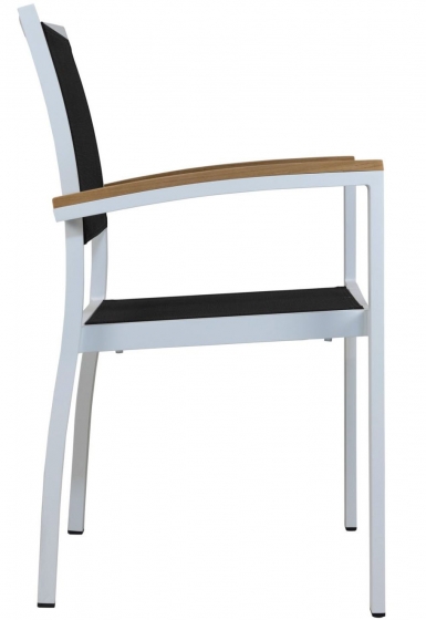 Fauteuil Bridge Medi • Aluminium 22*22*1,8 mm• Revêtement en poudre• Résistant aux UV• Tissage plat en PE• Accoudoirs en teck• E
