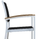 Fauteuil Bridge Medi • Aluminium 22*22*1,8 mm• Revêtement en poudre• Résistant aux UV• Tissage plat en PE• Accoudoirs en teck• E