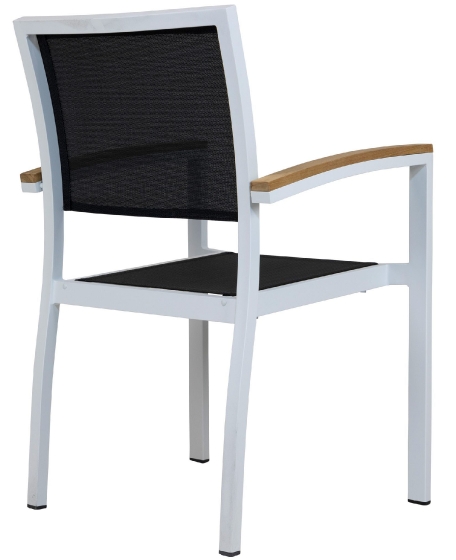 Fauteuil Bridge Medi • Aluminium 22*22*1,8 mm• Revêtement en poudre• Résistant aux UV• Tissage plat en PE• Accoudoirs en teck• E