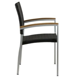 Fauteuil Bridge Medi • Aluminium 22*22*1,8 mm• Revêtement en poudre• Résistant aux UV• Tissage plat en PE• Accoudoirs en teck• E