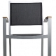 Chaise haute Medi • Aluminium 22*22*1,8 mm• Revêtement en poudre• Résistant aux UV• Tissage plat en PE• Accoudoirs en teck• E