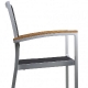 Chaise haute Medi • Aluminium 22*22*1,8 mm• Revêtement en poudre• Résistant aux UV• Tissage plat en PE• Accoudoirs en teck• E