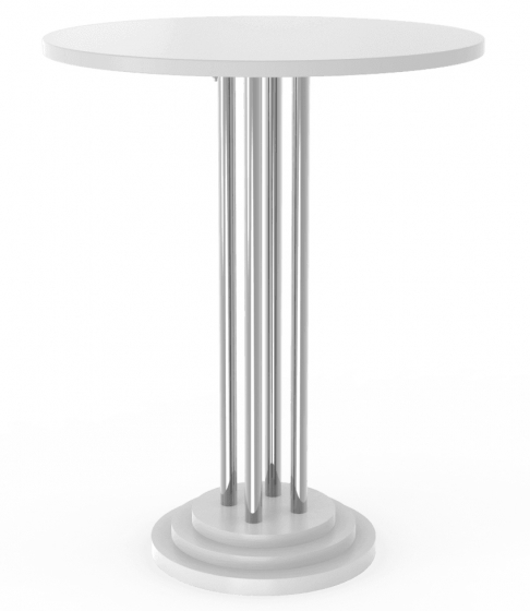 Table guéridon 282 Adico Structure: acier chromé, acier laqué; Couleur: aux choix personnalisable; Base pieds: fonte, ronde; Col