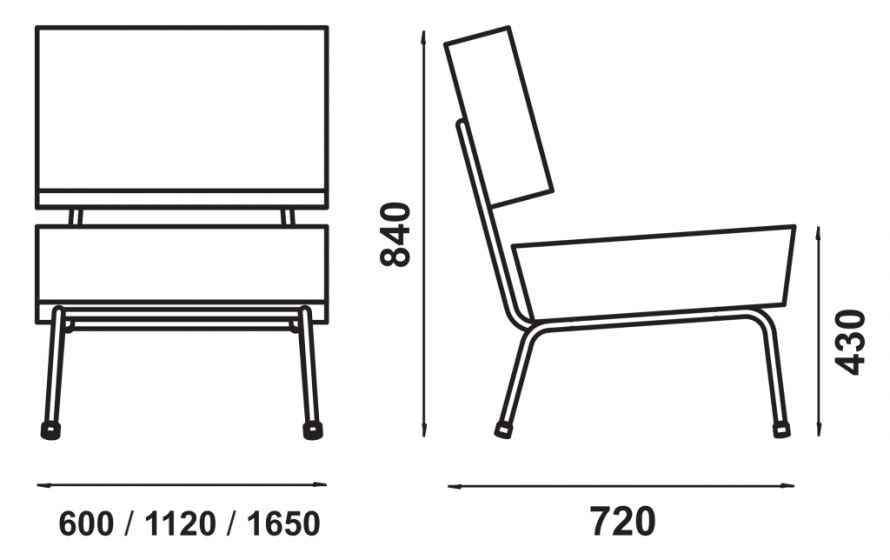 Banquette 745 Adico Dossier: garni; Structure: acier laqué; Assise: garnie; Couleur: aux choix personnalisable pour, design, con
